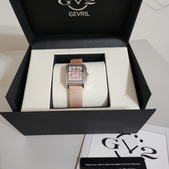 GV2 Gevril Padova leather diamond watch.